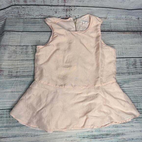 Club Monaco Pink Peplum Sleeveless Linen Blend Blouse Zip Back XS - Picture 1 of 3